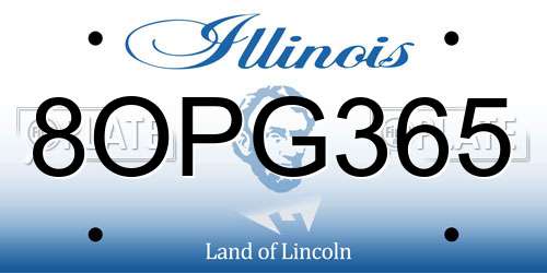8OPG365 Illinois License Plate