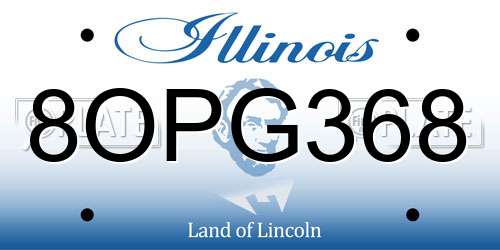 8OPG368 Illinois License Plate