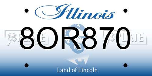8OR870 Illinois License Plate