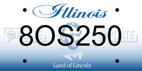 8OS250 Illinois License Plate