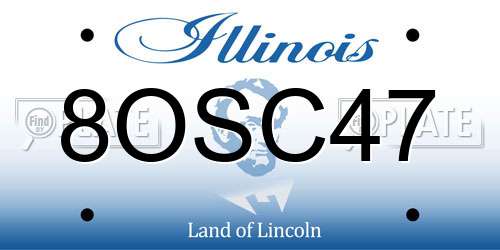 8OSC47 Illinois License Plate