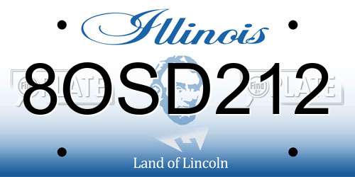 8OSD212 Illinois License Plate