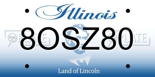 8OSZ80 Illinois License Plate