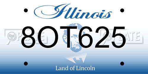 8OT625 Illinois License Plate