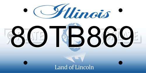 8OTB869 Illinois License Plate