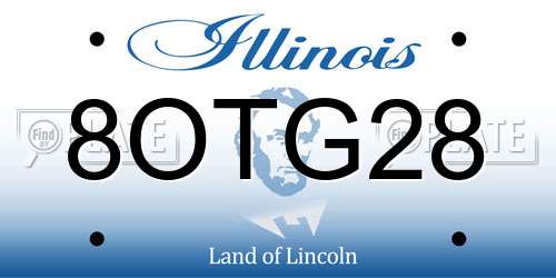 8OTG28 Illinois License Plate