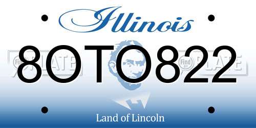 8OTO822 Illinois License Plate