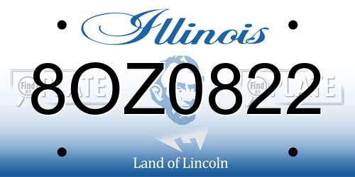 8OZ0822 Illinois License Plate
