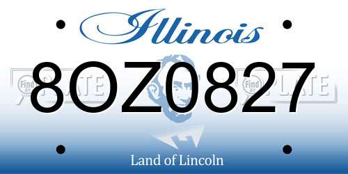 8OZ0827 Illinois License Plate