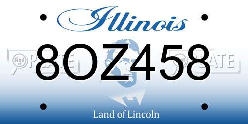 8OZ458 Illinois License Plate