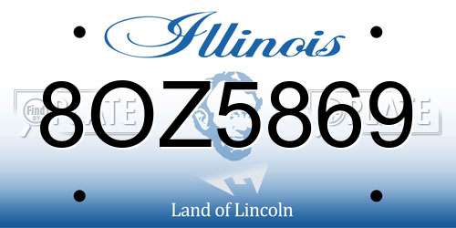 8OZ5869 Illinois License Plate
