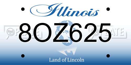 8OZ625 Illinois License Plate