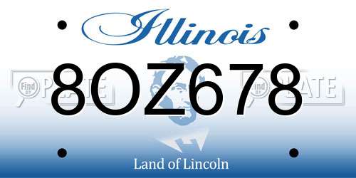 8OZ678 Illinois License Plate