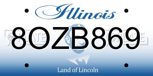 8OZB869 Illinois License Plate