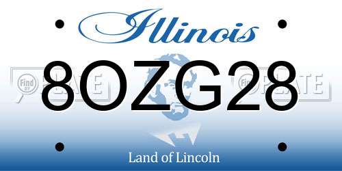 8OZG28 Illinois License Plate