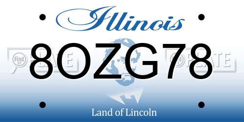 8OZG78 Illinois License Plate