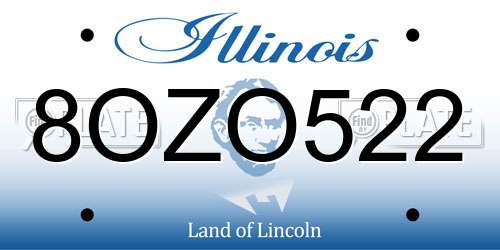 8OZO522 Illinois License Plate