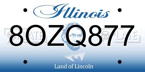 8OZQ877 Illinois License Plate