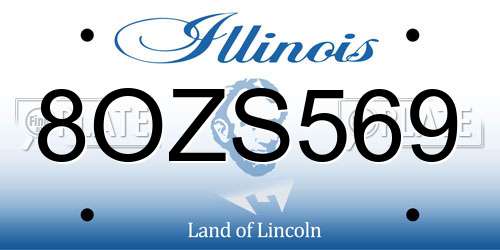 8OZS569 Illinois License Plate
