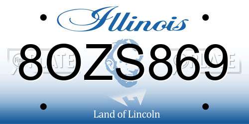 8OZS869 Illinois License Plate