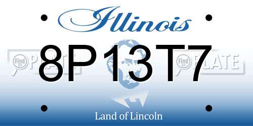 8P13T7 Illinois License Plate