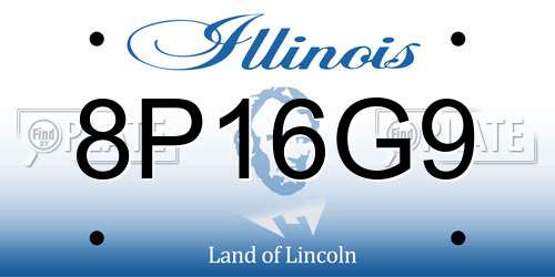 8P16G9 Illinois License Plate