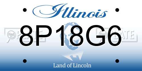 8P18G6 Illinois License Plate