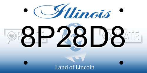 8P28D8 Illinois License Plate