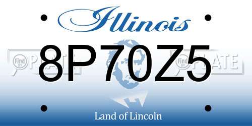 8P70Z5 Illinois License Plate