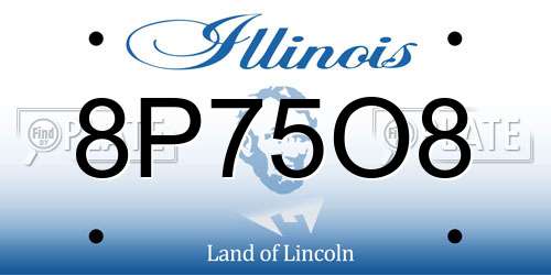8P75O8 Illinois License Plate