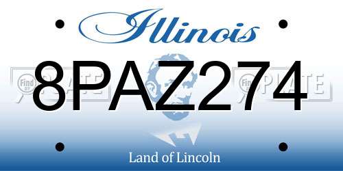 8PAZ274 Illinois License Plate