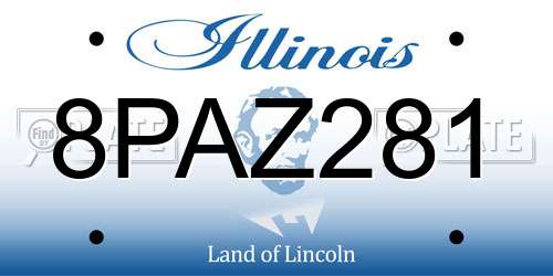 8PAZ281 Illinois License Plate