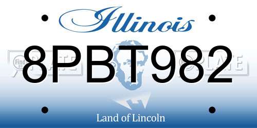 8PBT982 Illinois License Plate