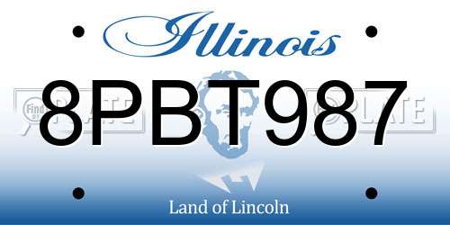 8PBT987 Illinois License Plate