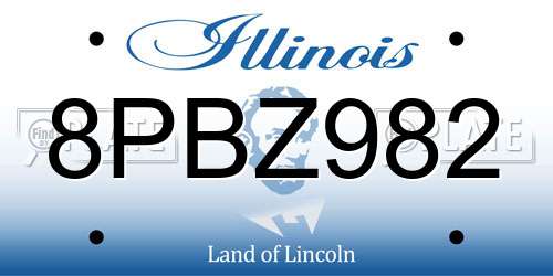 8PBZ982 Illinois License Plate