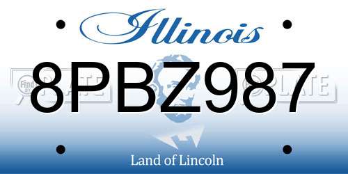 8PBZ987 Illinois License Plate