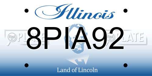 8PIA92 Illinois License Plate
