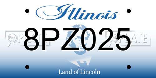 8PZ025 Illinois License Plate