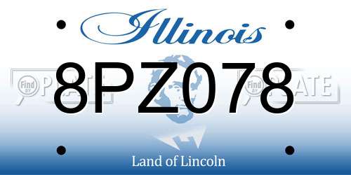 8PZ078 Illinois License Plate