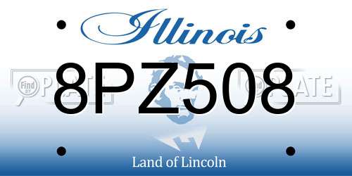 8PZ508 Illinois License Plate
