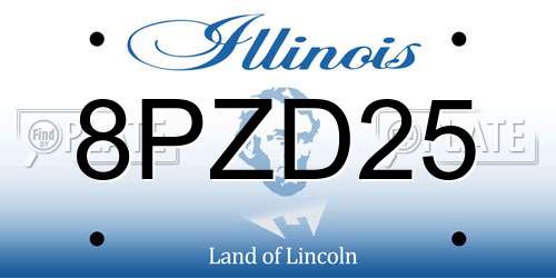 8PZD25 Illinois License Plate