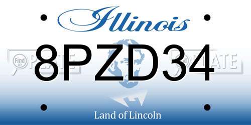 8PZD34 Illinois License Plate