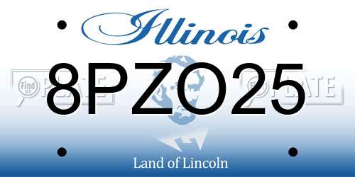 8PZO25 Illinois License Plate