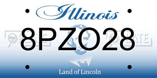 8PZO28 Illinois License Plate