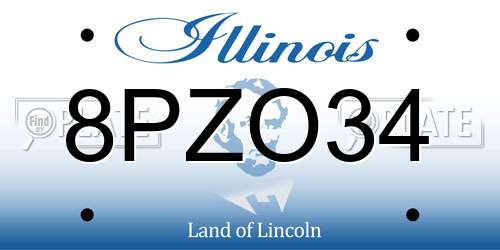 8PZO34 Illinois License Plate
