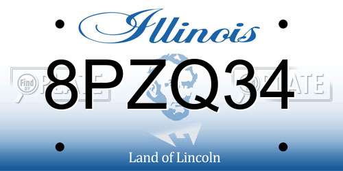 8PZQ34 Illinois License Plate