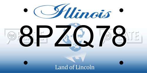 8PZQ78 Illinois License Plate