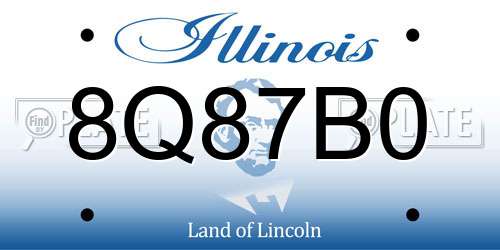 8Q87B0 Illinois License Plate