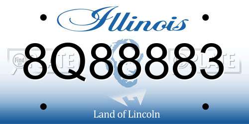 8Q88883 Illinois License Plate