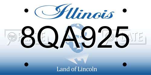 8QA925 Illinois License Plate